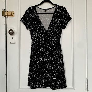 POLKA DOT WRAP FRONT DRESS